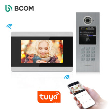 Système de contrôle d&#39;accès de porte Bcom muliti interphone vidéo 4 fils 12 unités interphone visuel d&#39;appartement avec système de clavier